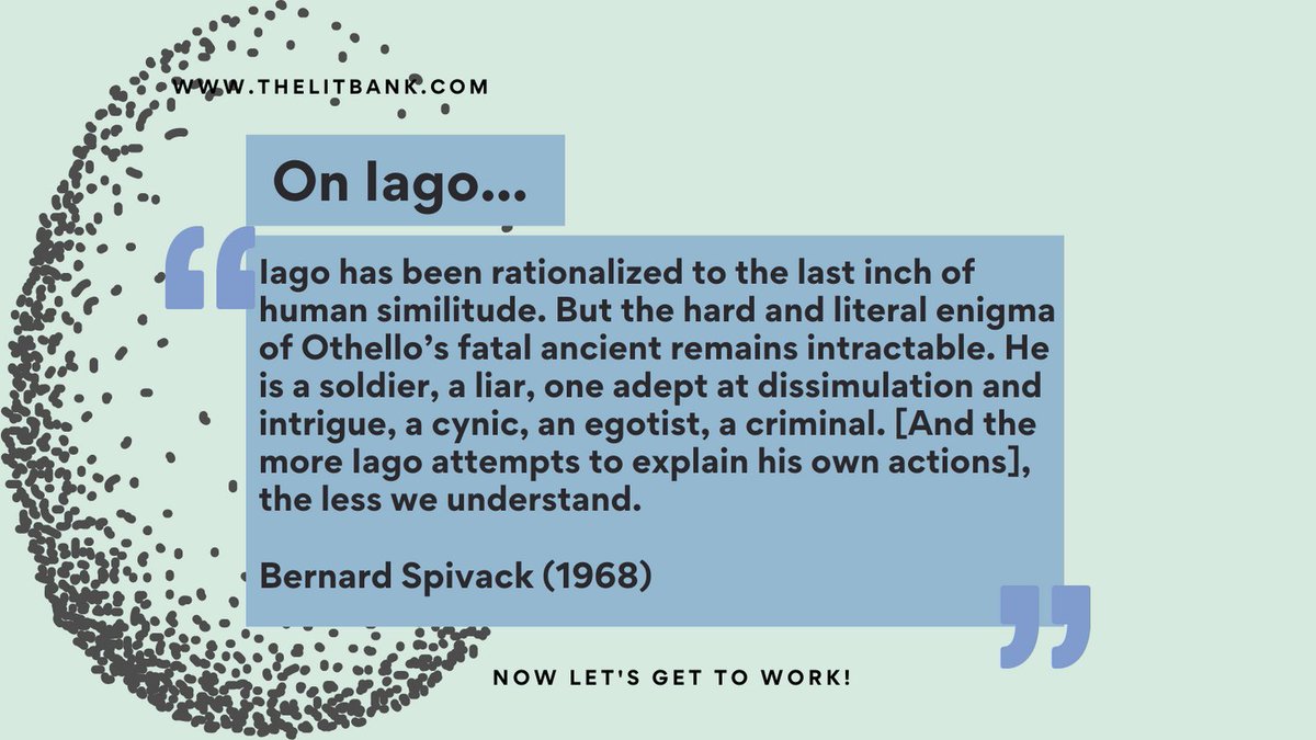 thelitbank's tweet image. #Shakespeare&apos;s #Iago is a skilled manipulator, adept at dissimulation. He has a deep understanding of human nature, recognising the motivations, weaknesses &amp;amp; fears of those around him.

For #RevisionGuides on #Othello &amp;amp; other #EnglishLiterature texts&amp;gt;visit thelitbank.com