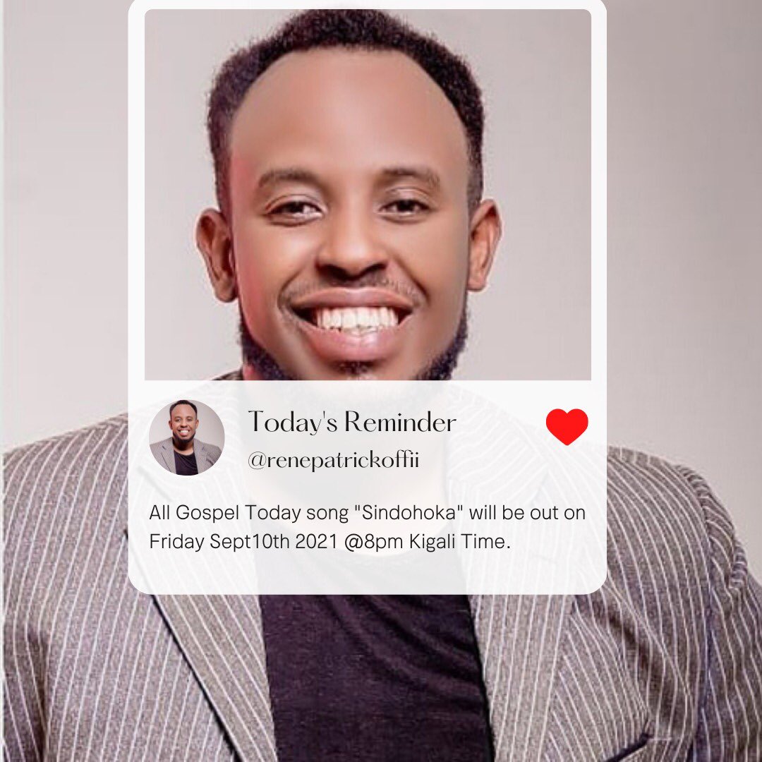 René Patrick Now (@renepatrickoffi) on Twitter photo #sindohoka Song by Gospel Artists coming out tonight! <a href="/RBCRwanda/">Rwanda Biomedical Centre</a> <a href="/Rwandapolice/">Rwanda National Police</a> <a href="/AGT_Rwanda/">All Gospel Today (AGT)</a> #sindohoka Song by Gospel Artists coming out tonight! <a href="/RBCRwanda/">Rwanda Biomedical Centre</a> <a href="/Rwandapolice/">Rwanda National Police</a> <a href="/AGT_Rwanda/">All Gospel Today (AGT)</a>