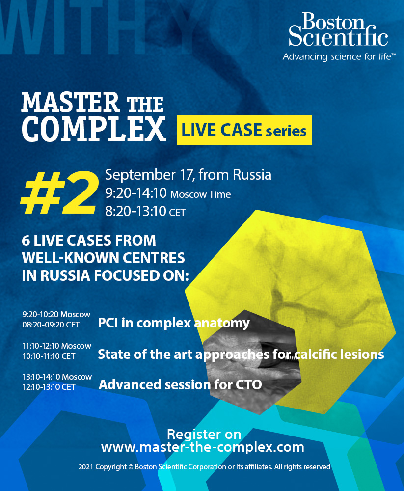BSC_EU_Heart's tweet image. Our Master The Complex Series continues! 
📅Don’t miss the 2nd episode from Russia - Sept. 17
✅6 live cases focused on PCI in complex anatomy, calcific lesions and CTO!
Register for free now on master-the-complex.com. 
#masterthecomplex #cardiology #PCI #cardioed