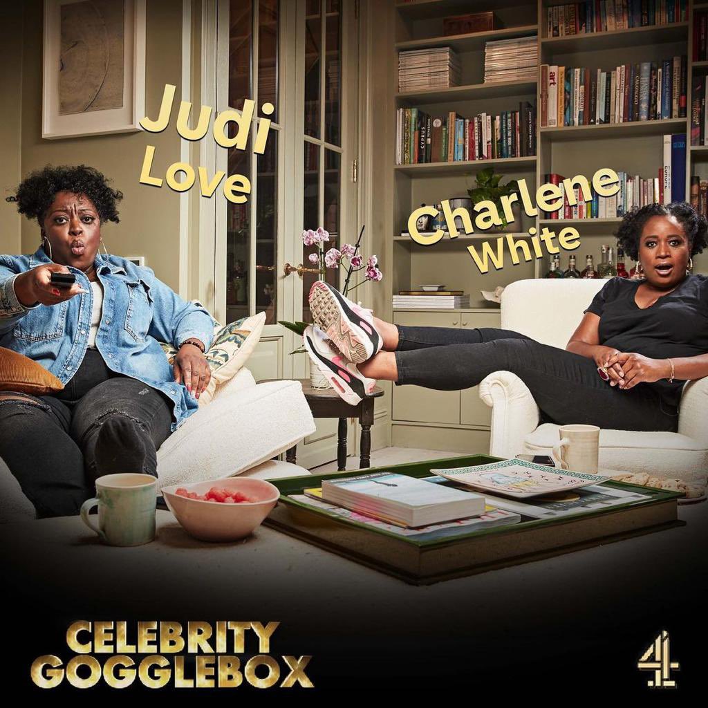 Charlene White (@charlenewhite) on Twitter photo The double act that’s me & <a href="/1Judilove/">Judi Love (Blue Tick) 😂</a> hits your screens tonight for our <a href="/C4Gogglebox/">C4 Gogglebox</a> debut, 9pm, Channel 4.
*However* I’m about to jump on a flight so won’t be able to watch and live-tweet with you guys 😩😩😩. But I really hope you enjoy it, we had a ball #BlackToFront The double act that’s me & <a href="/1Judilove/">Judi Love (Blue Tick) 😂</a> hits your screens tonight for our <a href="/C4Gogglebox/">C4 Gogglebox</a> debut, 9pm, Channel 4.
*However* I’m about to jump on a flight so won’t be able to watch and live-tweet with you guys 😩😩😩. But I really hope you enjoy it, we had a ball #BlackToFront