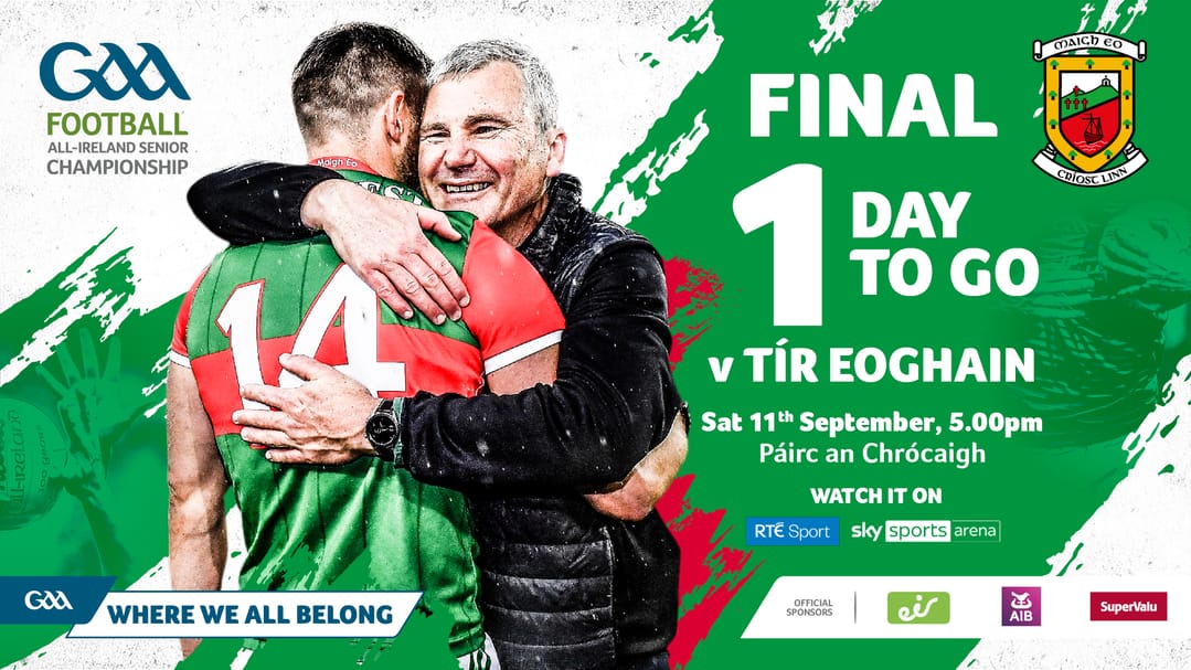 MayoGAA's tweet photo. 💚❤️ We're only 1 more day away! 💚❤️ 

#BestSeatInTheHouse
#allirelandfinal
#MayoGAA https://t.co/t7zWPzO033