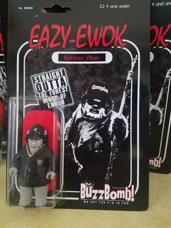 Grown toys for people who aren’t very grown up. Love this #eazyewok NWA/Return of the Jedi mash-up from #buzzbomb
—- #hiphoptoys #ewoks #eazye #geekchic