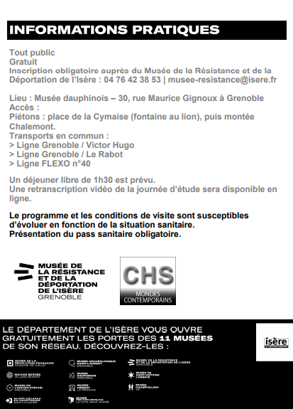 MRDIsere's tweet photo. Une journée d'étude, consacrée à la thématique des bals clandestins pendant la Seconde Guerre mondiale, est organisée dans le cadre de l'exposition "Vous n'irez plus danser ! Les bals clandestins 1939-1945". Le programme 👇 https://t.co/n5tgl5UCA9