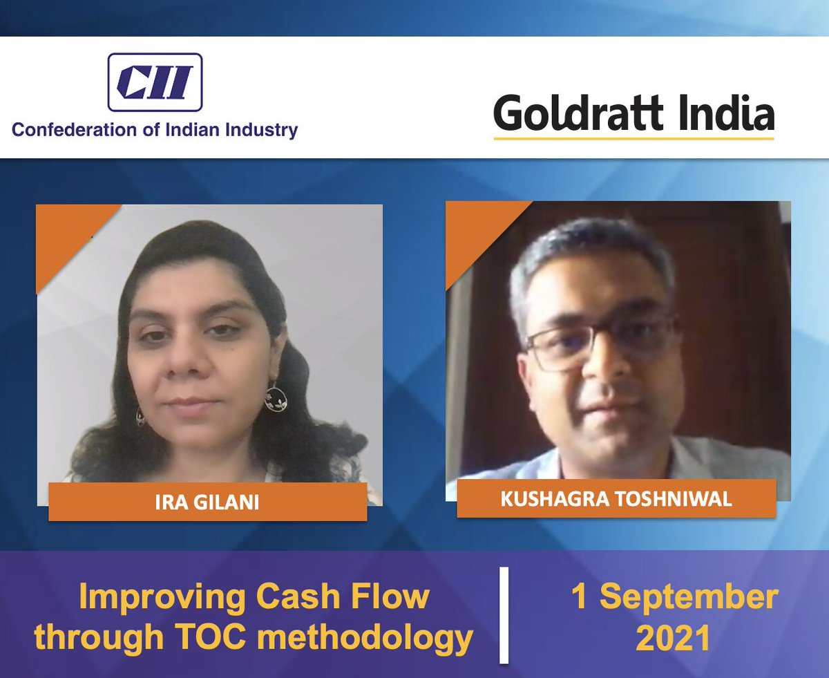 Last week, Ira Gilani Lal, Director, Goldratt India conducted a webinar for CII Western Region. In this webinar, she talked about the key TOC metrics, that help in multiplying cash flow. She also shared some actions for increasing cash flow in a short period of time.