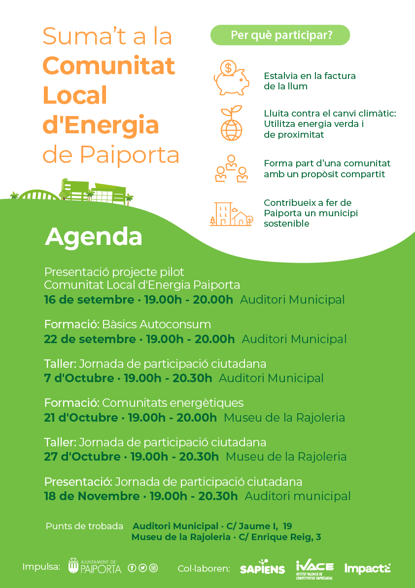 💡 Paiporta promou una innovadora comunitat energètica d'autoconsum col·lectiu d'energia solar🌞
➕ℹ️➡️ paiporta.es/paiporta-promo…
#MediAmbientPaiporta #SostenibilitatPaiporta #UrbanismePaiporta #Paiporta <a href="/urbanimpacte/">ImpactE</a> <a href="/sapiensenergia/">Sapiens Energía</a>
