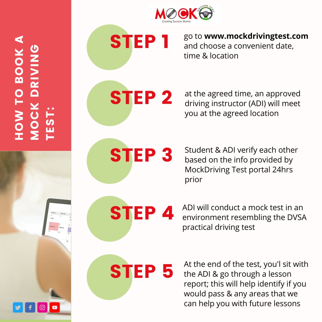 MockDrivingTest's tweet image. Here&apos;s how to book a Mock Driving Test!

#bookyourtest #mockdrivingtest #drivingtest #drivinglesson #learntodrive #learnwithus #takethetest #stepbystep #guide #easy #instagood #drivinginstructor #drivingschool #learn #driving101 #passwithus #passyourtest
