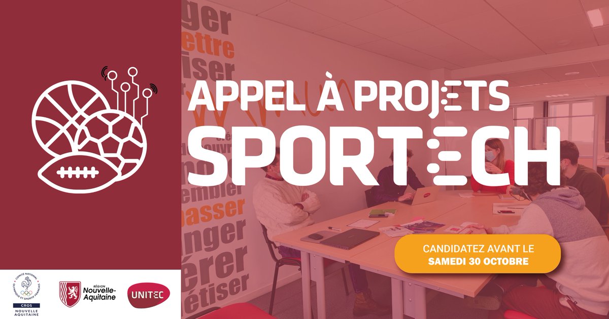 #AAC #Sportech | L'appel à candidatures pour constituer la 3ème promo de l'incubateur sportech est ouverte ! 

Vous êtes une #startup, porteur d'une innovation dans le #sport, la santé et/ou le bien-être lié au sport ? 

📆Candidatez avant le 30 octobre
👉bit.ly/sportech3