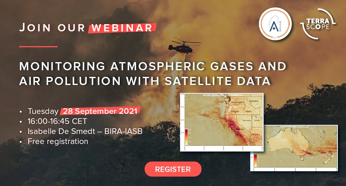 📢 Discover our new #Terrascope webinars! 🤩

We'll present use cases and show you how #satellite data is used to retrieve clear and objective info for many critical decisions! Monitoring #airpollution, #water quality, #crop production, ... 🛰️🌊🌱☁️💪

➡️bit.ly/TerrascopeWebi…