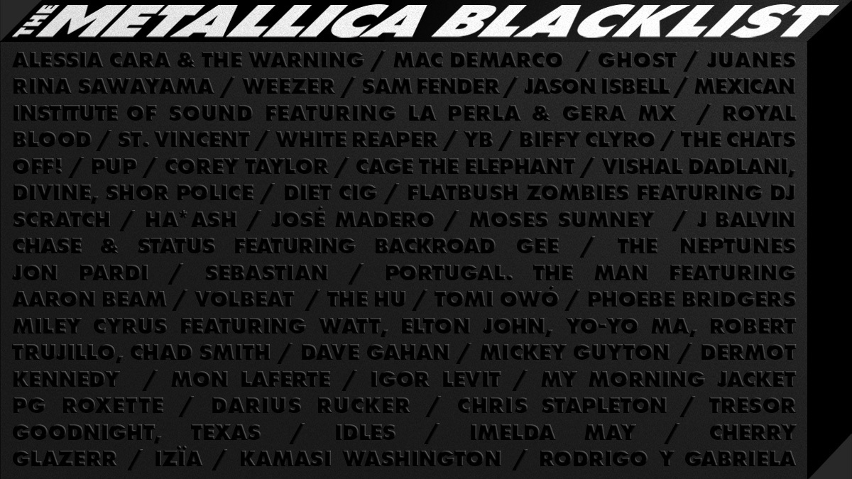 1 Album. 12 Songs. 53 Artists. Unlimited Possibilities. Available NOW! #MetallicaBlacklist

Stream or Buy: smarturl.it/MetallicaBlack…