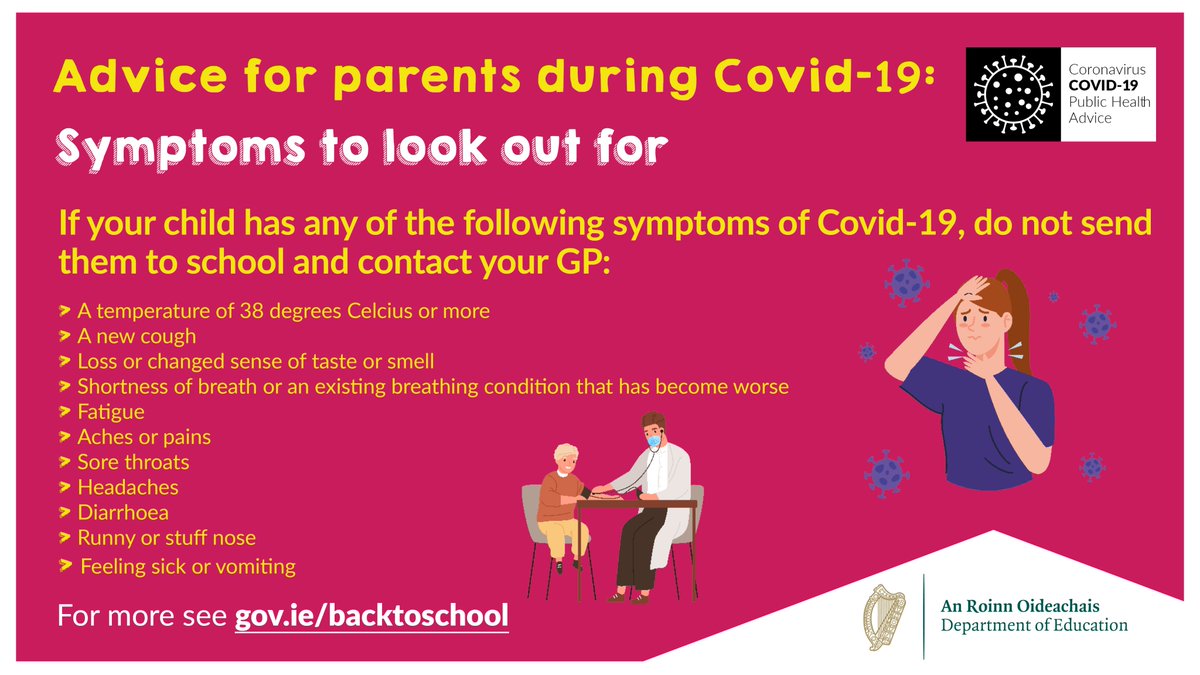 If your child has any of the symptoms listed in the image below, do not send them to school and contact your GP
