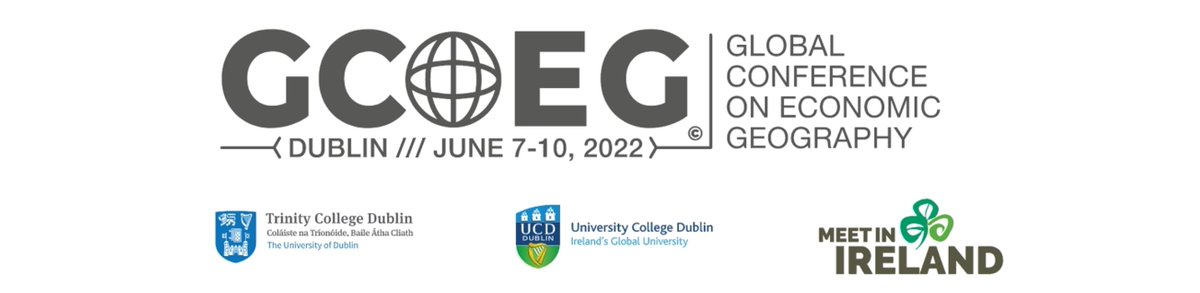 The website for the Global Conference on Economic Geography in Dublin, Ireland (June 7-10, 2022) is now live at gceg.org/index.php.  
Please consider submitting a special session proposal; further info about that here: gceg.org/callforsession…