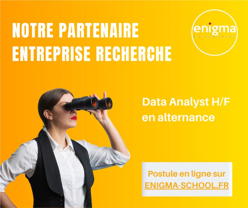 EnigmaLille's tweet photo. 💡 Toujours à la recherche d'une alternance pour la rentrée ? Ca tombe bien, notre partenaire entreprise recherche un alternant Data Analyst à partir d'Octobre. Postule dès à présent sur https://t.co/skXRIb0glR https://t.co/NOnlR4c52H