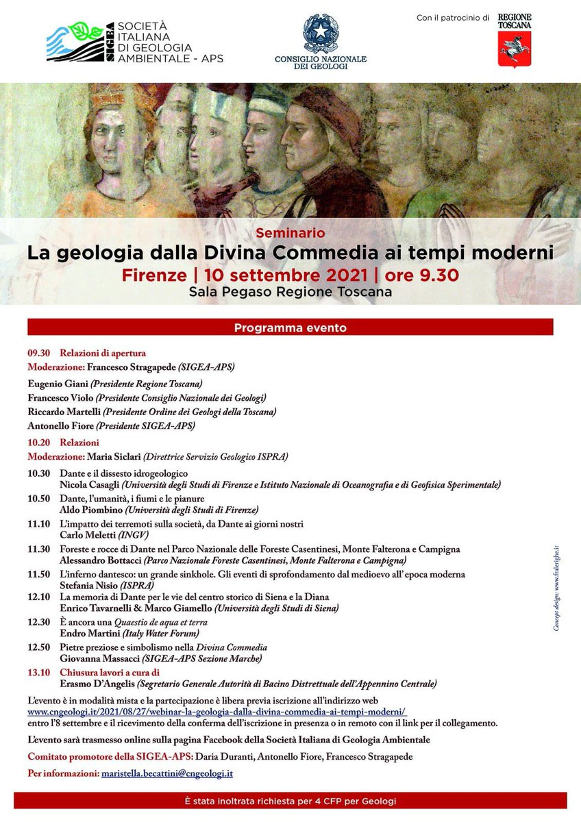 Dante, acque, geologia, moti della Terra, terremoti, alluvioni, dissesto idrogeologico, clima. L’altra faccia del Grande Poeta della sua Divina Commedia e altri scritti Con <a href="/AntonelloFiore4/">Antonello Fiore</a> Maria Siclari <a href="/ISPRA_Press/">ISPRA - Ist. Sup. Protezione e Ricerca Ambientale</a> #Sigea <a href="/ArcangeloViolo/">Arcangelo Francesco Violo</a> <a href="/cngeologi/">Cons. Naz. Geologi</a> <a href="/NicolaCasagli/">Nicola Casagli</a> @EndroMartini