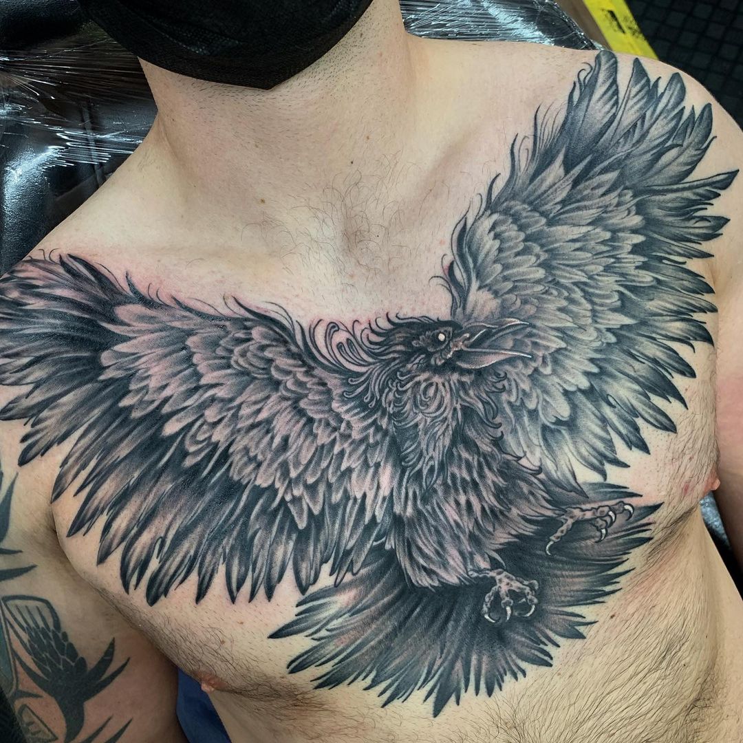 Hawk Chest Piece  Bird Tattoos  Last Sparrow Tattoo
