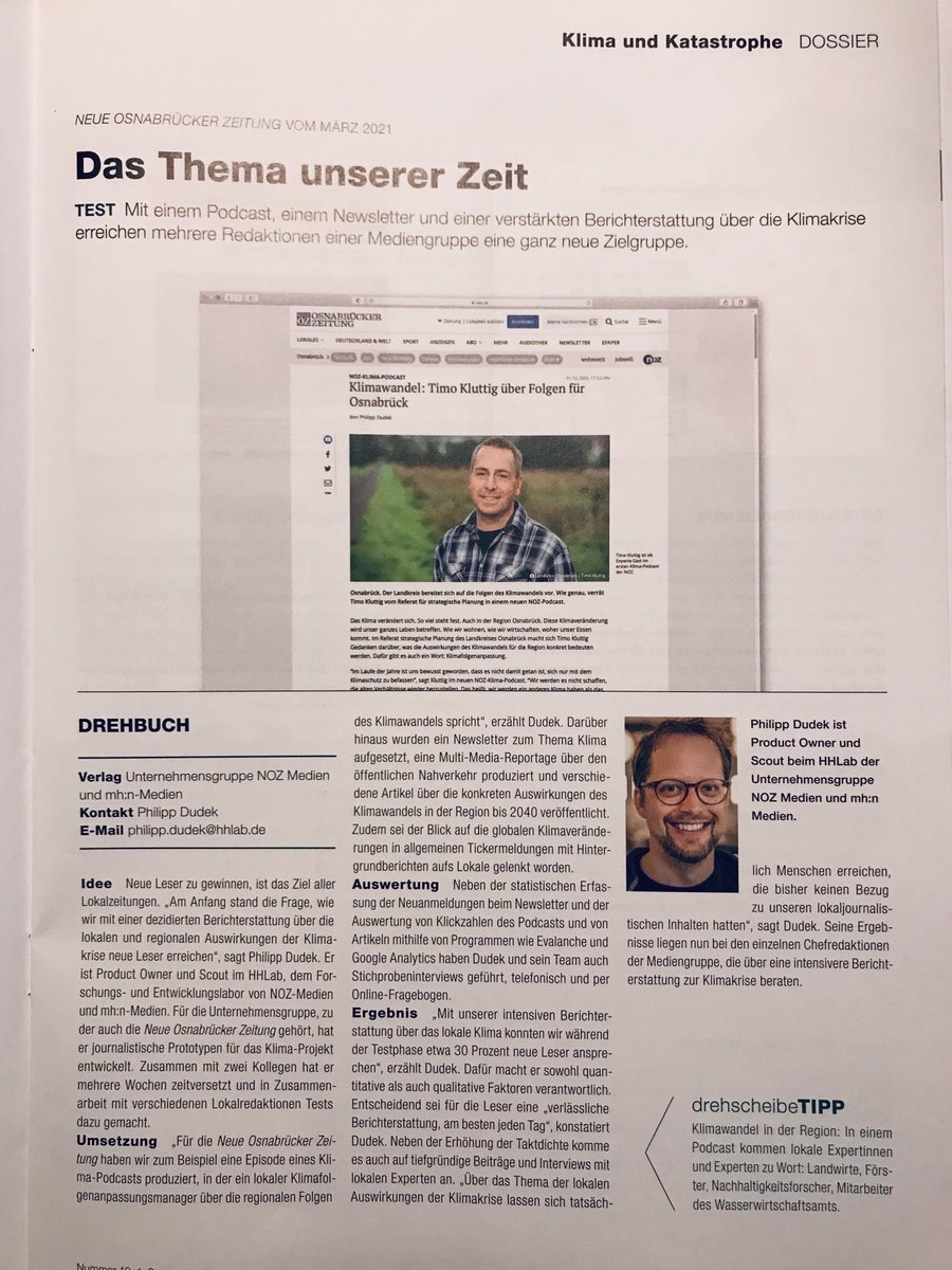 Rund 30% neue Leser:innen - das war eines der Ergebnisse unseres im Sommer abgeschlossenen #Klima-Projekts. Wie Lokalredaktionen mit Berichterstattung über die #Klimakrise neue Zielgruppen erreichen können, erzählt <a href="/dondude/">Philipp Dudek @dondude@norden.social</a> im Interview mit der aktuellen ⁦<a href="/drehscheibe/">drehscheibe</a>⁩.