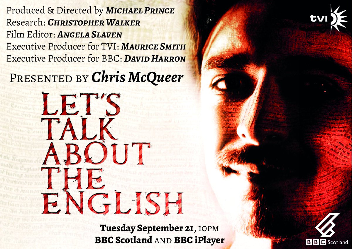 I'm presenting a new documentary on <a href="/BBCScotland/">BBC Scotland</a> this month examining our relationship with the English.

Tuesday 21st September at 10pm I find out what they're all about