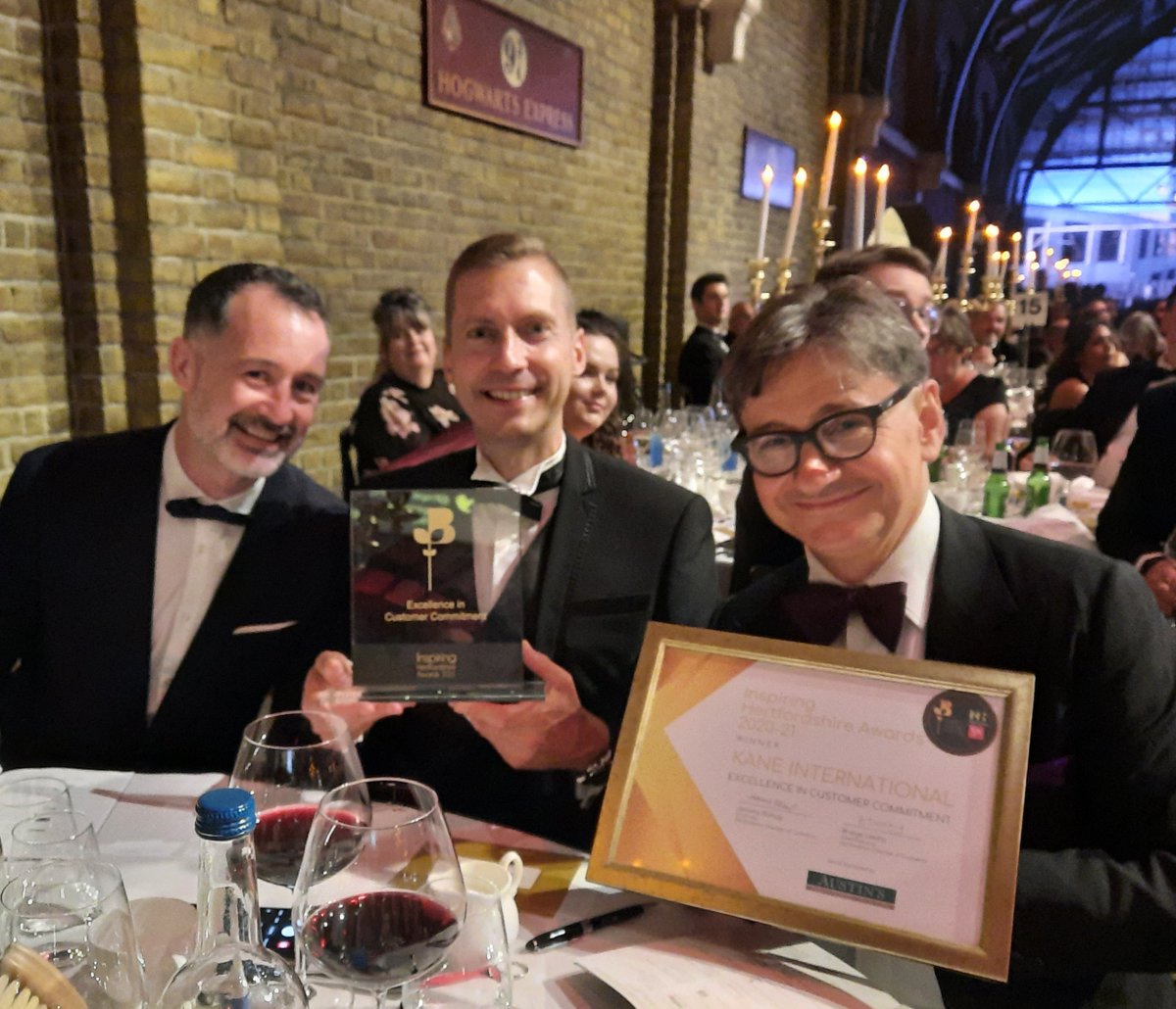 We are delighted to announce that we won two awards at the Inspiring Herts Awards. 

🏆Excellence in Customer Commitment🏆

🏆Hertfordshire Business of the Year Medium &amp; Large🏆

Thank you to all of #teamkane for helping us achieve this!