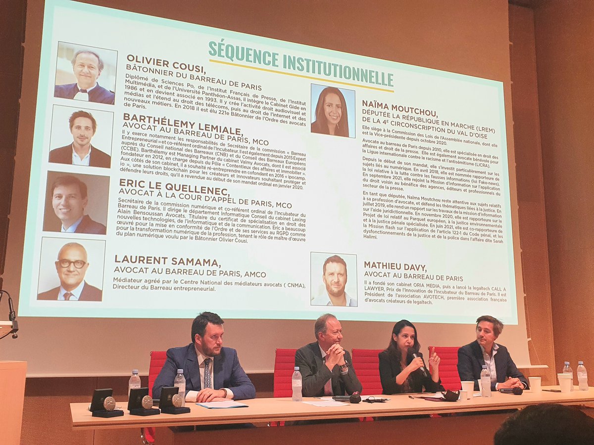 C'est la Journée du numérique au Barreau de Paris ! <a href="/OCousi/">Olivier Cousi</a> <a href="/B_Lemiale/">Barthélemy Lemiale</a> <a href="/E_Le_Quellenec/">Eric Le Quellenec</a> @laurentsamama <a href="/NaimaMoutchou/">Naïma Moutchou</a> et <a href="/matOdavy/">Mathieu Davy</a> ouvrent les débats.
<a href="/parisbarincub/">L•INCUBATEUR</a> <a href="/ClubAvotech/">Avotech</a> <a href="/LaLoiDesOurs/">LaLoiDesOurs</a> 

#droit #avocats #numérique