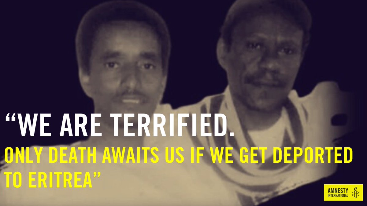 #Egypt (<a href="/moiegy/">وزارة الداخلية</a>) must halt the imminent deportation of Kibrom Adhanom &amp; Alem Tesfay Abraham, release them &amp; grant them immediate access to asylum procedures. Forcibly returning them to #Eritrea, where they face persecution, is a grave breach of intl. law. #JusticeForAlemAndKibrom