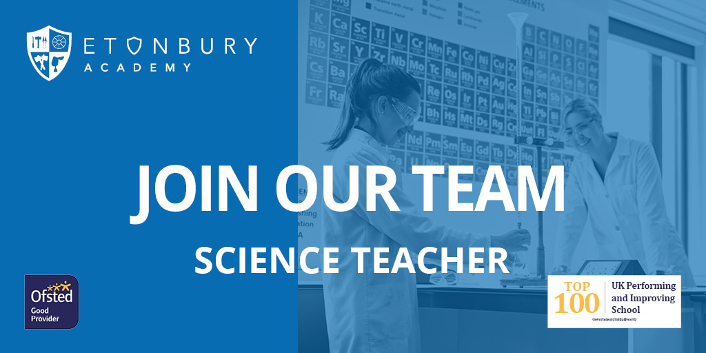 EtonburyAcademy's tweet image. SCIENCE TEACHER VACANCY (Secondary).  Join our highly ambitious and successful school (Herts/Beds border). We are looking for a teacher that will share their enthusiasm of their subject with our driven students. 
mynewterm.com/.../Science-Te…
@BritSciAssoc 
@Edutwitter
@UoB_teaching