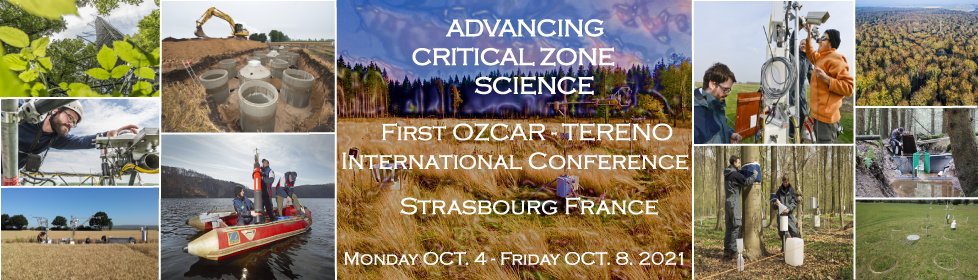 1rst OZCAR TERENO International Conference Last days to register with virtual participation (open until Wednesday September 15, 2021). We'll enjoy to meet you there ! ozcartereno2020.sciencesconf.org