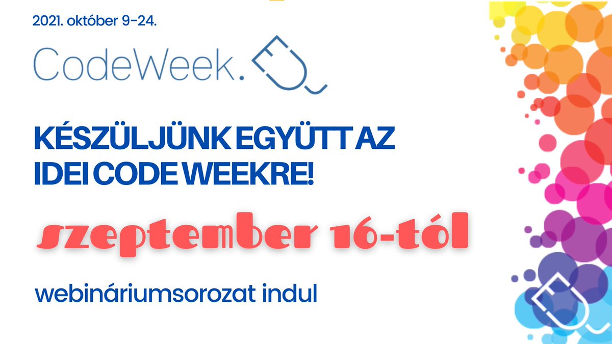 CodeHungary's tweet image. Jön a #CodeWeek! Készüljünk együtt! Hamarosan indul a hagyományos webináriumsorozat!