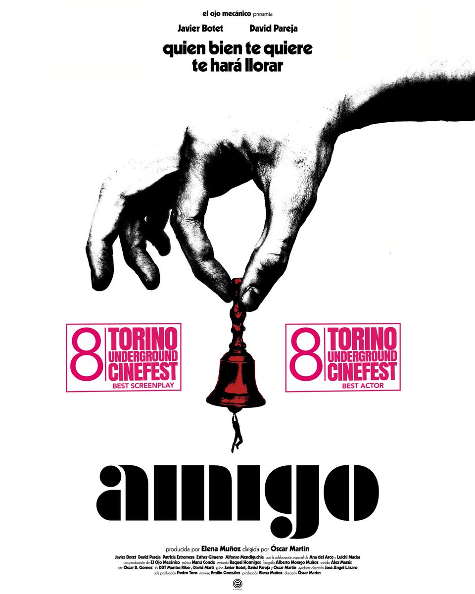 Mejor Guion y Mejor Actor en Turín! Grazie! AMIGO directed by #OscarMartín has received The Best Screenplayer Award and #JavierBotet The Best Actor Award by the Feature Film Jury for the 8th Edition of Torino Underground Cinefest #amigolapeli #torinocinefest @jbotet @davidpareja