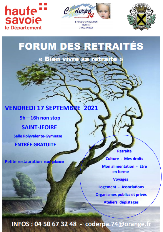 PE_AuvRA's tweet photo. 📅 Le 17 septembre, Particulier Emploi sera présent au Forum "Bien vivre sa retraite" organisé par #CODERPA74 à Saint Jeoire. #Seniors, #aidants, venez nombreux !
📌  Retrouvez tous nos évènements ici : https://t.co/Msm7TiEGsO
@PE_LeMag https://t.co/FM9T7krC6q