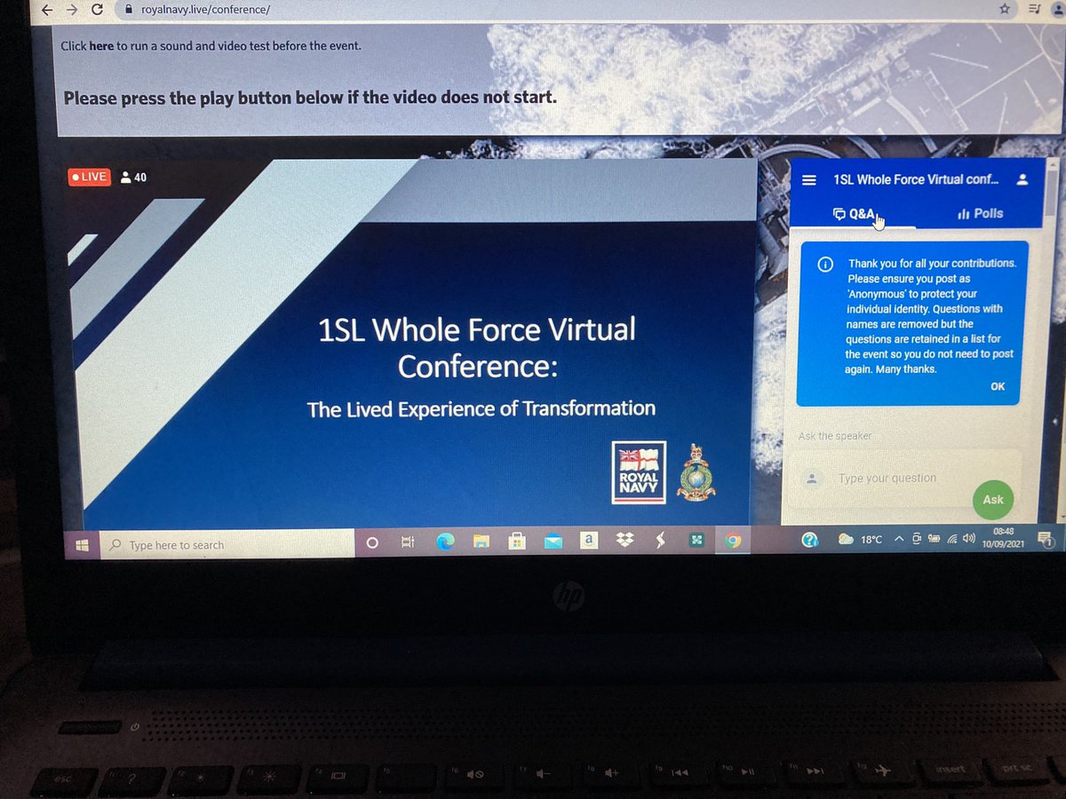 Excellent morning virtually attending the 1SL Whole Force Conference. Some excellent questions from the virtual and in person audience with comprehensive answers. The @RoyalNavy is in safe hands. #GlobalModernReady