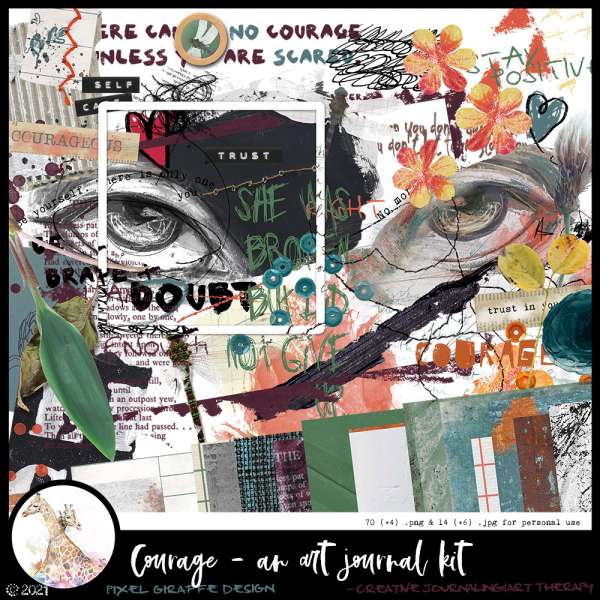 Rollinchen's tweet photo. "COURAGE" [art journal/art therapy kit] by Pixel Giraffe Design
available
@DigiScrapStudio 
https://t.co/zyuvl5y03v
and
@Digiscrap_NL 
https://t.co/xYGERBFejW
Photo: Pixabay
#TheStudio #DigiscrapShop #Courage #ArtJournal #PGD #Creativeteam https://t.co/BJzGXRrjjB