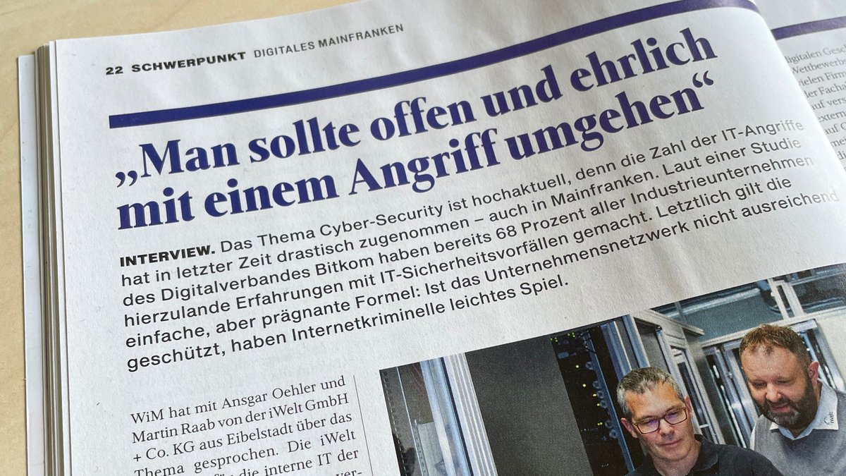 Wir sind in der aktuellen Ausgabe der Wirtschaft in Mainfranken der <a href="/IHK_Mainfranken/">IHK Würzburg-Schweinfurt</a> und sprechen über #ITSecurity 🙌

wim.wuerzburg.ihk.de/de/profiles/95…