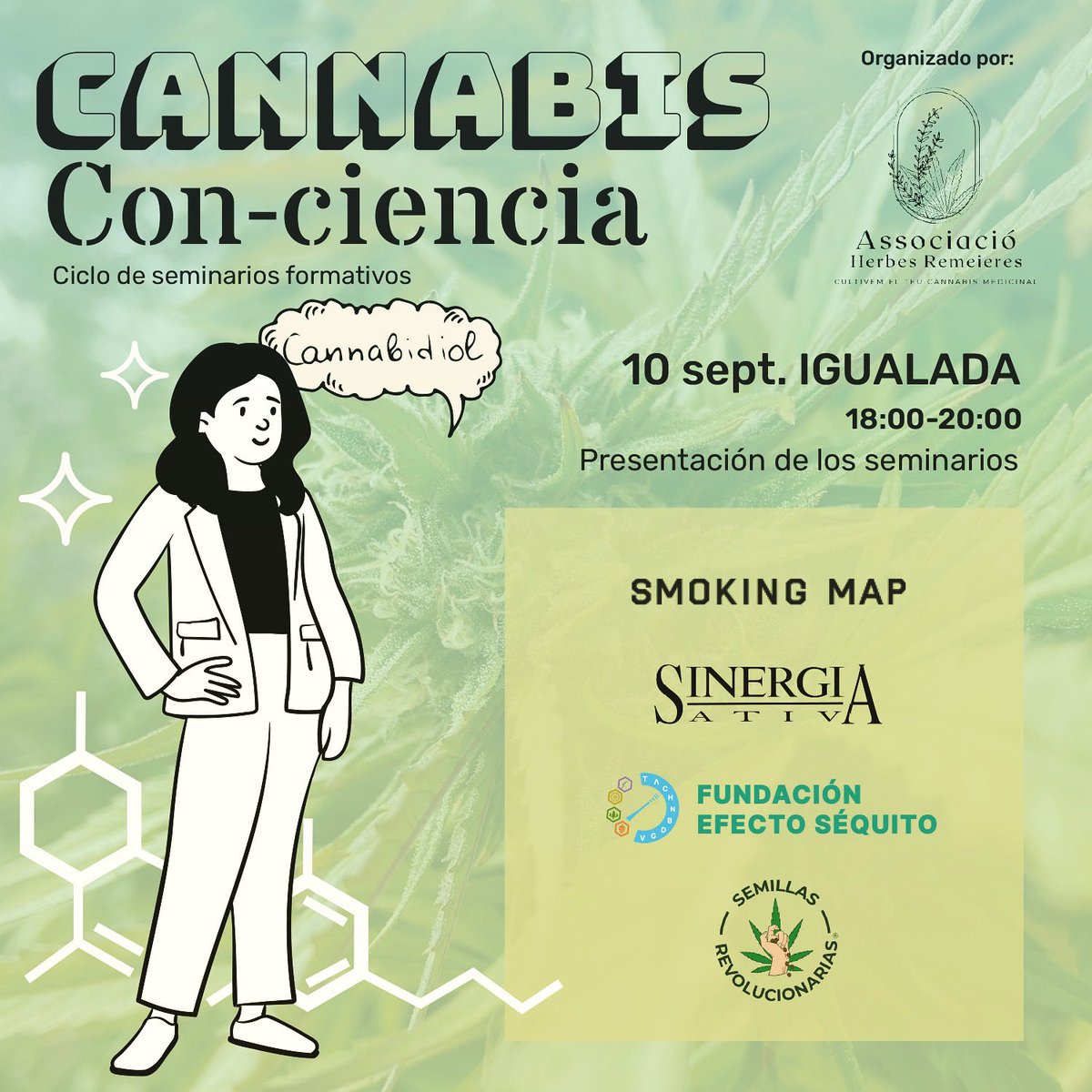 MedicanMap's tweet photo. Hoy de 18:00 a 20:00 presentaremos el Ciclo de seminarios Cannabis Con-Ciencia. También lo podéis seguir online de forma gratuita. Si nos enviáis un mensaje por privado 📥 os enviaremos el link. https://t.co/k4MzKw4pJP