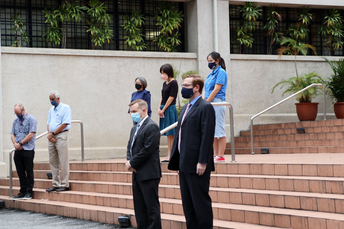 1/As we mark the 20th anniversary of September 11, Ambassador McFeeters observed a moment of silence at his residence and Deputy Chief of Mission Michael Newbill led a moment of silence at the U.S. Embassy Kuala Lumpur.

#NeverForget #Remember911