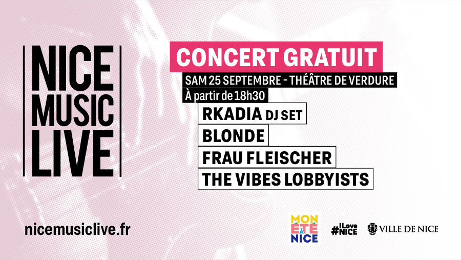 La <a href="/VilledeNice/">Ville de Nice</a>  vous donne rendez-vous le samedi 25 septembre pour la dernière soirée de #MonEtéàNice !
4 groupes 100% azuréens pour une programmation éclectique : du neo-soul à l’electro-rock en passant par la pop-rock !