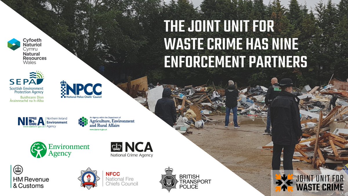 The Joint Unit for Waste Crime brings together 9 enforcement partners committed and determined to #EndWasteCrime.

Together we're tackling organised criminals involved in waste crime, alongside other serious types of crime.

#JUWC