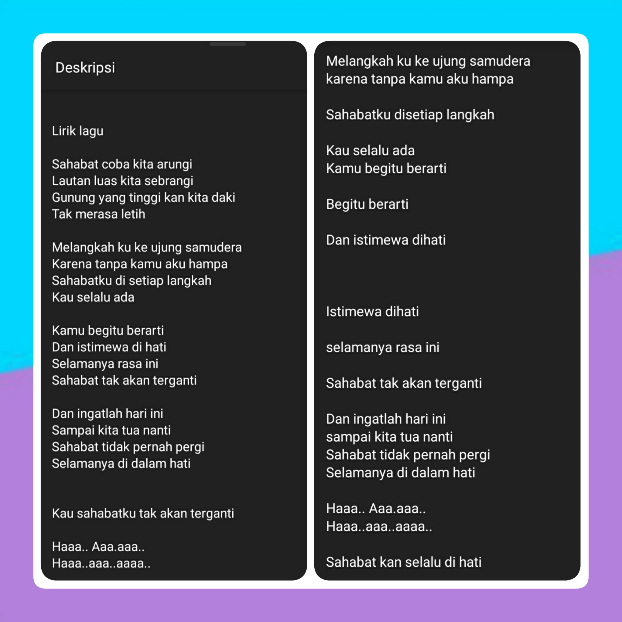 Lirik lagu kau begitu berarti dan istimewa di hati