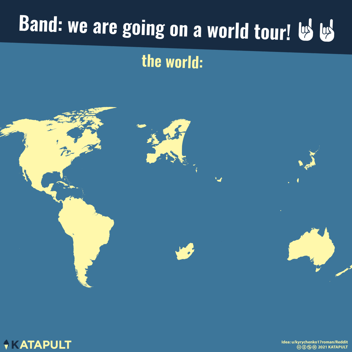 katapultmaps's tweet photo. What the world would look like if one takes the 355 #worldtours of more than 200 #bands and #artists listed on #Wikipedia
🤘
🎸
🌍 https://t.co/rfgMTGwoKq