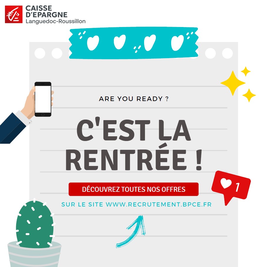 C’est la rentrée aussi pour la <a href="/CaissepargneLR/">Caisse d'Epargne Languedoc-Roussillon</a>  !
Et ce chiffre va vous donner le « smile » 🙂 79 nouveaux #collaborateurs ont été recrutés en #CDI depuis janvier dernier ! 2ème bonne nouvelle : des #offres sont encore disponibles ! RDV ici 👉 lnkd.in/gtJ_K9vW