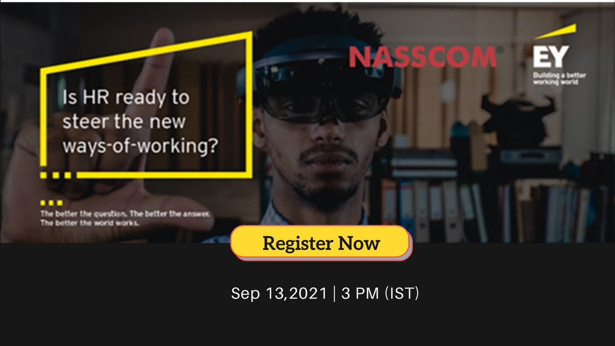 NasscomR's tweet image. Catch @sangeetagupta29 at the launch of the NASSCOM-EY report:

Is HR ready to steer the new ways-of-working?

Register Now: tinyurl.com/m2ejfep7

#HR #NewNormal #NewNormalwithTech #HRTech #CHRO #PeopleFirst #technews #event #HRCommunity #TechCommunity #technology #hybridwork