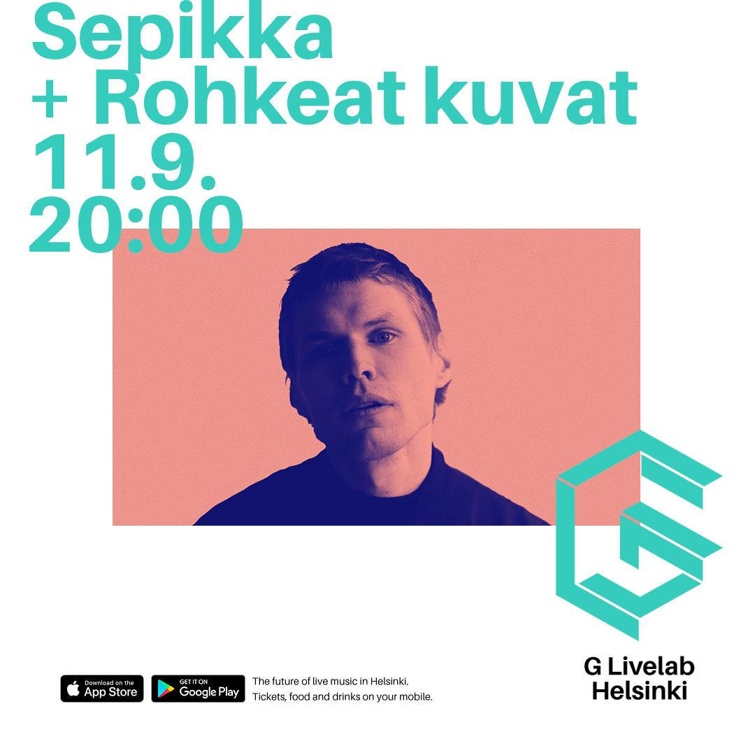 Viikonloppuna G Livelab Helsingissä on luvassa kaksi erinomaista keikkailtaa! Perjantain konsertti on ennakkoon loppuunmyyty, mutta lauantaille vielä lippuja saatavilla: glivelab.fi/events/sepikka…

Pe 10.9. 20:00 Antti Autio solo
La 11.9. 20:00 Sepikka + Rohkeat kuvat

#glivelab