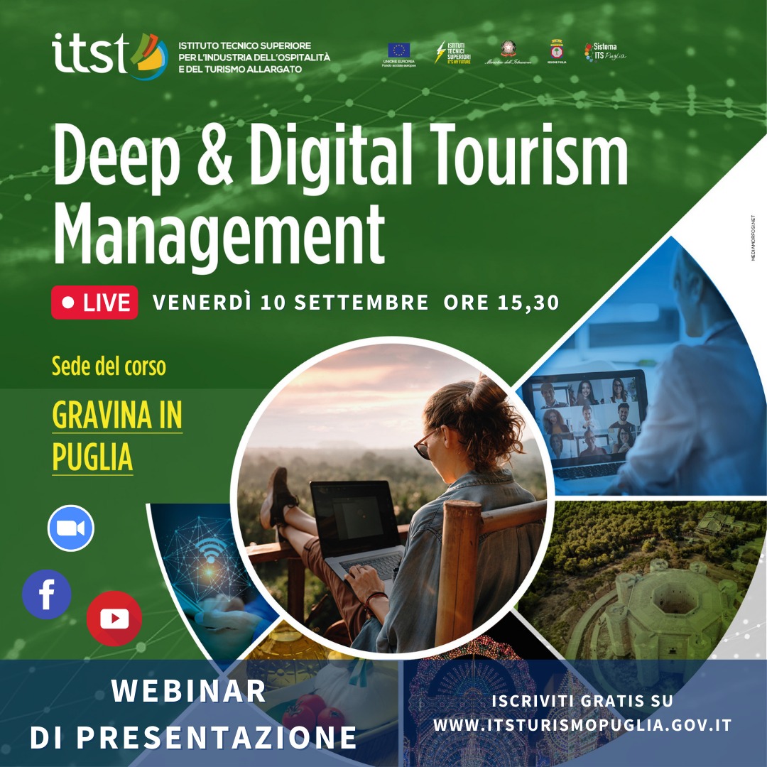 Tra poco il Webinar per la presentazione del corso in “Deep and Digital Tourism Management” a Gravina in Puglia dalle ore 15.30 in diretta su Zoom oppure sui nostri canali Facebook e Youtube! Affronteremo i temi, gli sbocchi lavorativi e altro!
E' gratuito
us02web.zoom.us/webinar/regist…