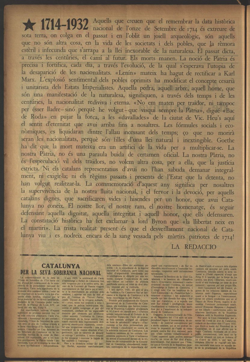 Butllletí de la publicació #NosaltresSols de l’11 de setembre de 1932
Il·lustració de la portada és de la #LolaAnglada dedicada als Màrtirs de Catalunya🏴
Recordem als nostres lluitadors per la llibertat⭐
Si us voleu descarregar els butlletins:
nosaltressols.com/ca/publicacion…