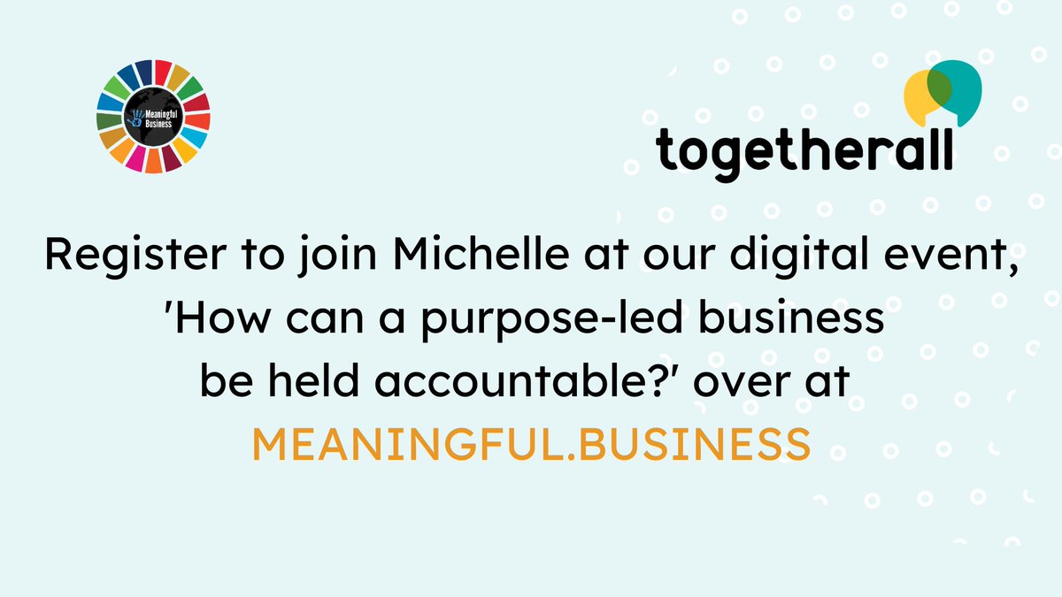 Meaningful Business (@mb_community) on Twitter photo .<a href="/Televerde/">Televerde</a>'s <a href="/mcirocco/">Michelle Cirocco</a> completes the first panel of our digital event, ‘How can a purpose-led business be held accountable?’, in partnership with <a href="/togetherallUK/">togetherallUK</a>. Register here to join her: lnkd.in/gjW6arme
#MeaningfulBusiness #SocialImpact #Purpose #ImpactMeasurement .<a href="/Televerde/">Televerde</a>'s <a href="/mcirocco/">Michelle Cirocco</a> completes the first panel of our digital event, ‘How can a purpose-led business be held accountable?’, in partnership with <a href="/togetherallUK/">togetherallUK</a>. Register here to join her: lnkd.in/gjW6arme
#MeaningfulBusiness #SocialImpact #Purpose #ImpactMeasurement