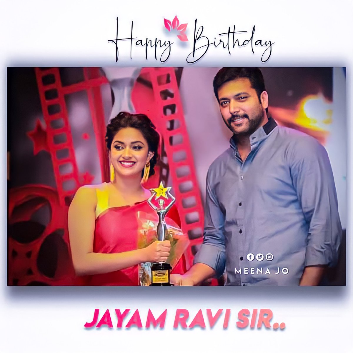 Wish you very happy🎂🎁🎉👑 birthday day @actor_jayamravi sir ❤💐 

#HBDJayamRavi sir 💐#HappyBirthdayJayamRavi 
@actorvijay #Beast #Master 
@KeerthyOfficial #KeerthySuresh 
#Meenajo