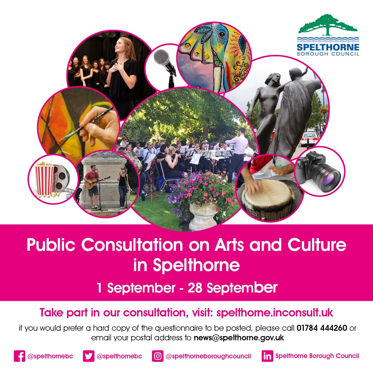 SpelthorneBC's tweet photo. We'd love to hear what you think about the Arts and Culture in Spelthorne. Please spend 5 mins filling in our survey: https://t.co/aIBi79raLa
#comedy #galleries #theatre #gardens #film #art #music #books #reading #dance #culture #staines #ashford #shepperton #sunbury #stanwell https://t.co/yyDdqgjusc