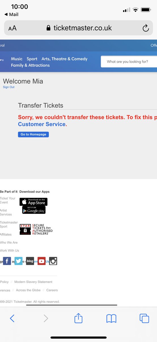 I’ve had my tickets transferred for parklife tomorrow and it keeps coming up with this when I click on them, could you help please <a href="/Ticketmaster/">Ticketmaster</a> <a href="/TicketmasterUK/">ticketmasteruk</a>