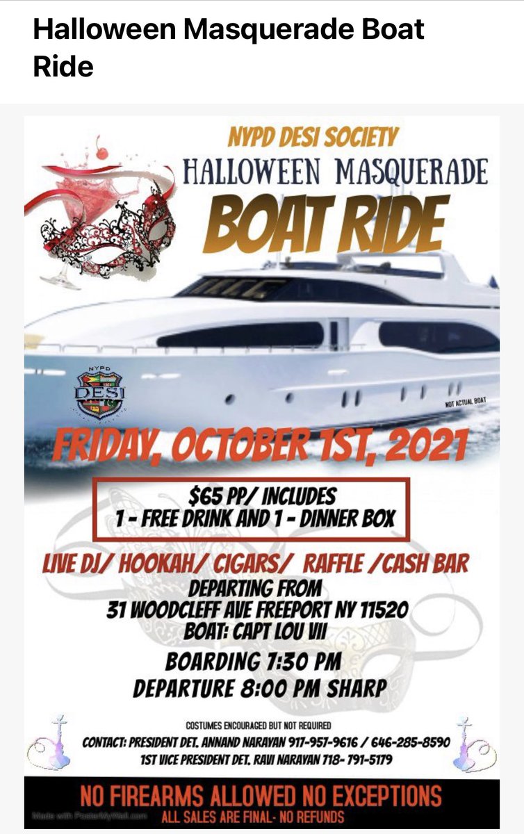 Come out and support the NYPD DESI SOCIETY boat ride have some fun. See below. Tickets available