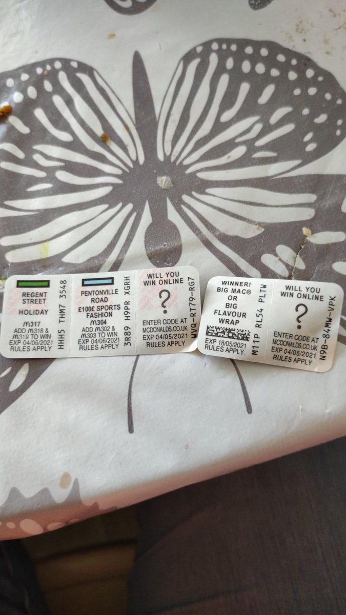 KWCope001's tweet photo. @McDonalds I am assuming that one of the rules applies is that you have to get them before the expiry date! Won't be winning with today's Big Mac then 😅😅 https://t.co/IM2gKxoxZD