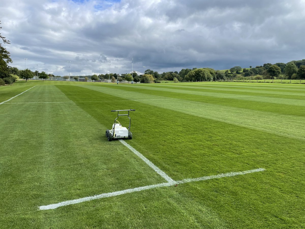 ksbgrounds's tweet photo. A damp end to the week but all marked out ready for a full block of fixtures. π #christmasterm @KingsBruton https://t.co/GQl8Q0tH2a