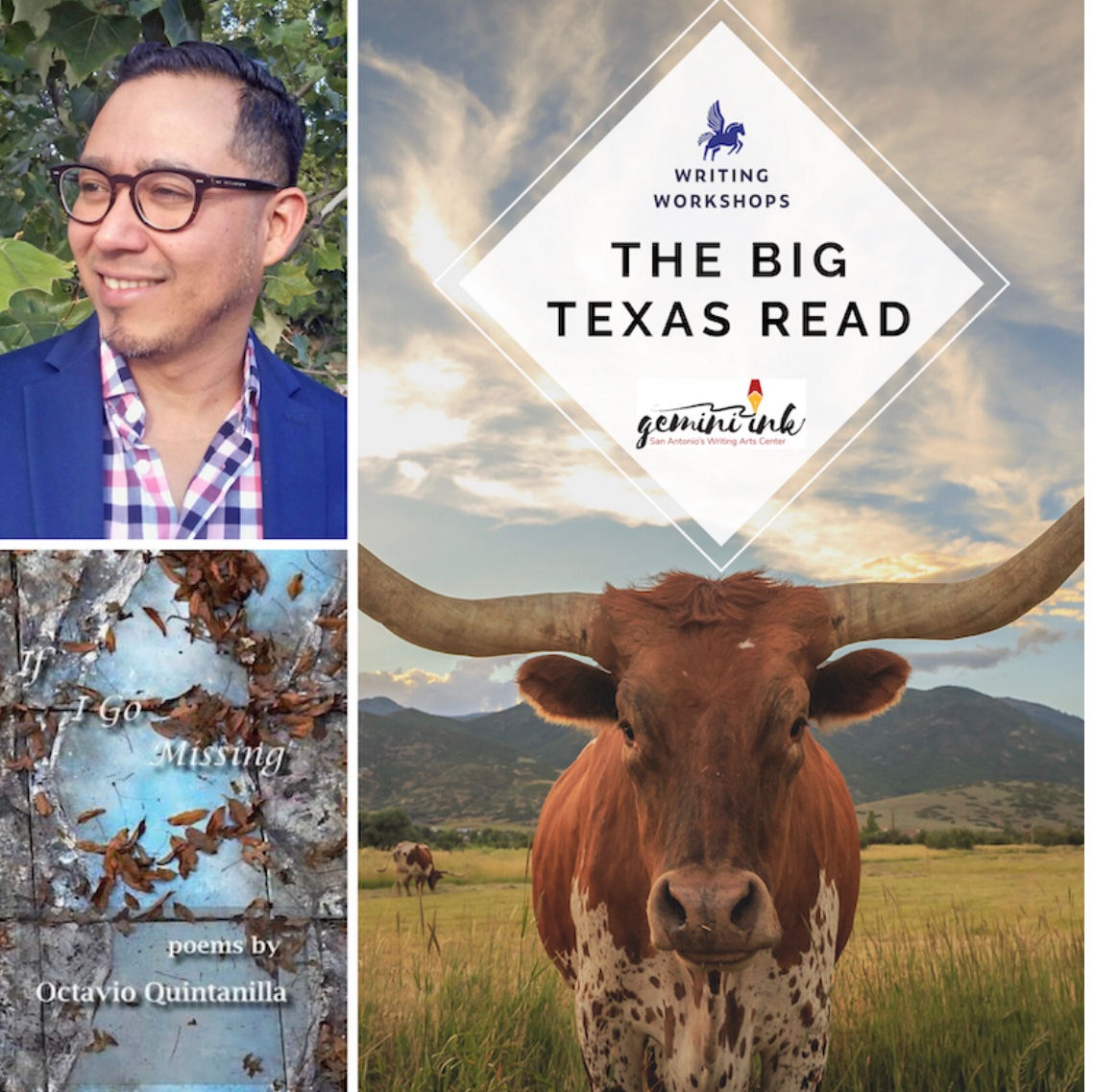 OctQuintanilla's tweet photo. Sept 15th
7pm
@GeminiInk
See you there (virtual)
Free to public
#thebigtexasread #writersofinstagram #textandimage #bookstagram #bookstructures #creativeprocess #creative #imageandtext #makingpoetry #visualpoetry #poesiavisual https://t.co/ku0qJTdDq5
